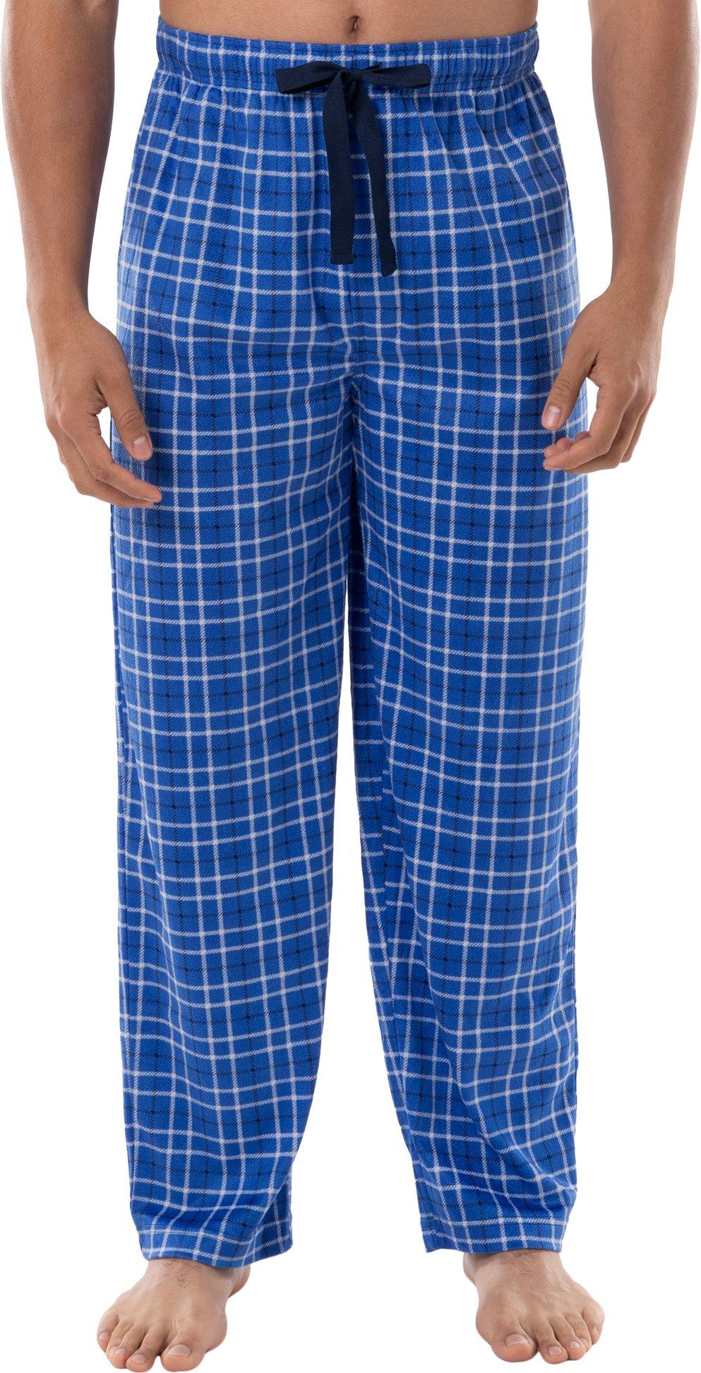Mens Silky Fleece Plaid Sleep Bottoms