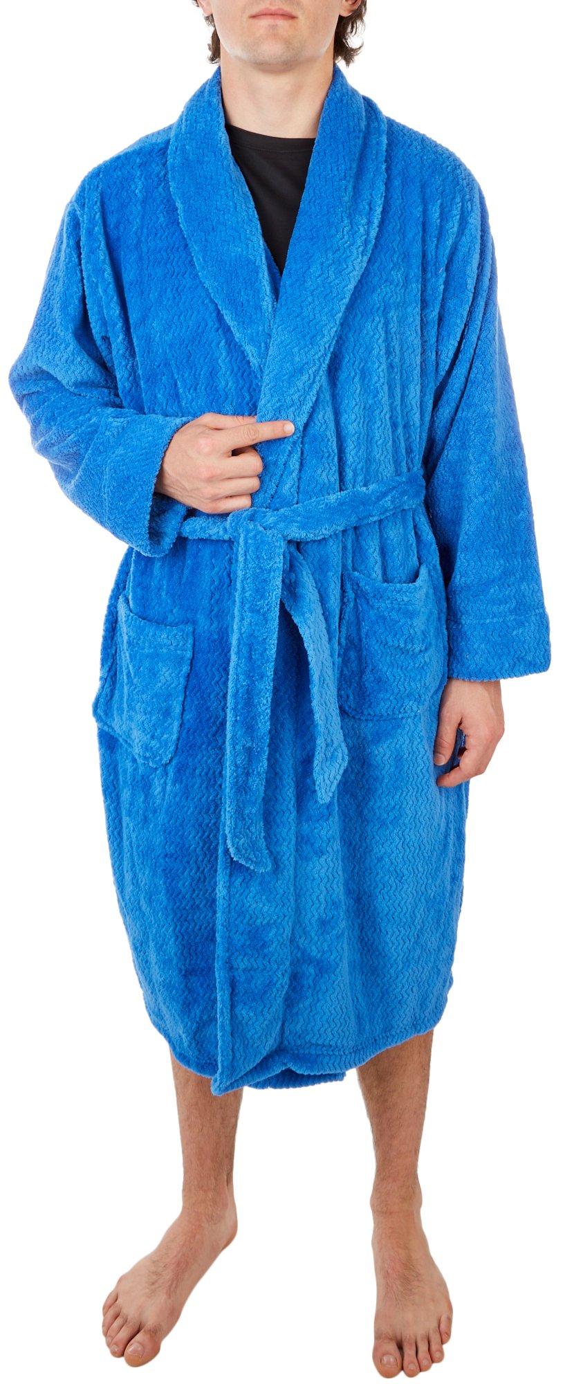 IZOD Mens Solid Chevron Texture Comfort Pocket Robe