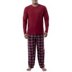 IZOD Mens Christmas Striped Plaid Long Sleeve Pajama Set