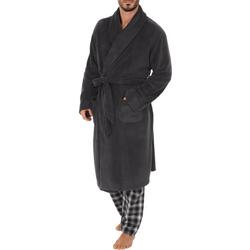 Mens Drop Needle Comfort Pocket  Robe in Grey