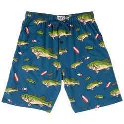 Lazy One Mens Bass and Hook Print Sleep Bottoms Shorts