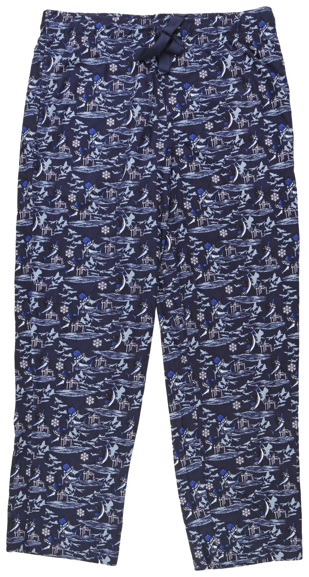 Guy Harvey Mens Fish Print Brushed Woven Pocket