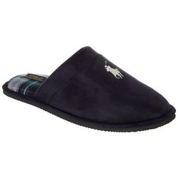 Mens Solid Plaid Lined Scuff Slippers