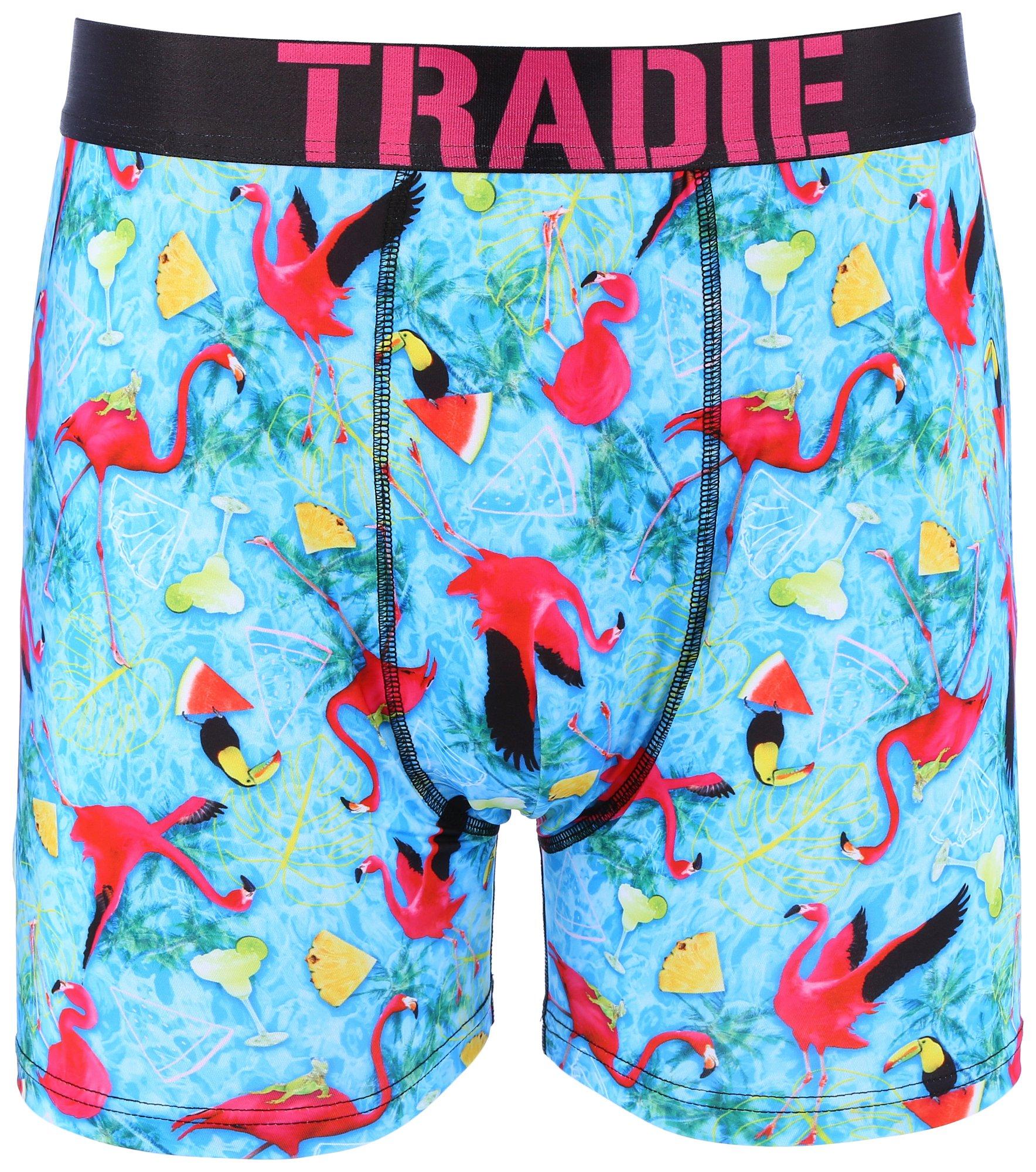 Tradie Mens Flamingo Cocktail Print Boxer Briefs