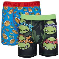 Mens 2pc. Ninja Turtles Pizza  Print Boxers Set