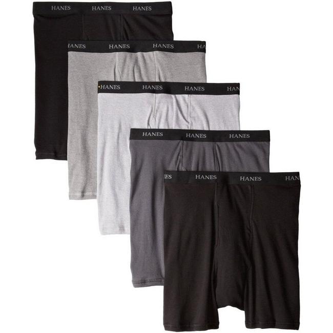 Hanes Mens 5-Pack Exposed Waistband Boxer Briefs