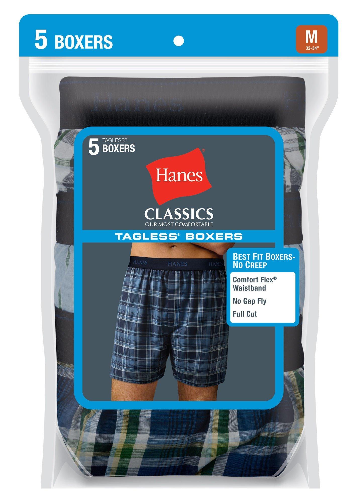 hanes men's 5pk boxer shorts tartan