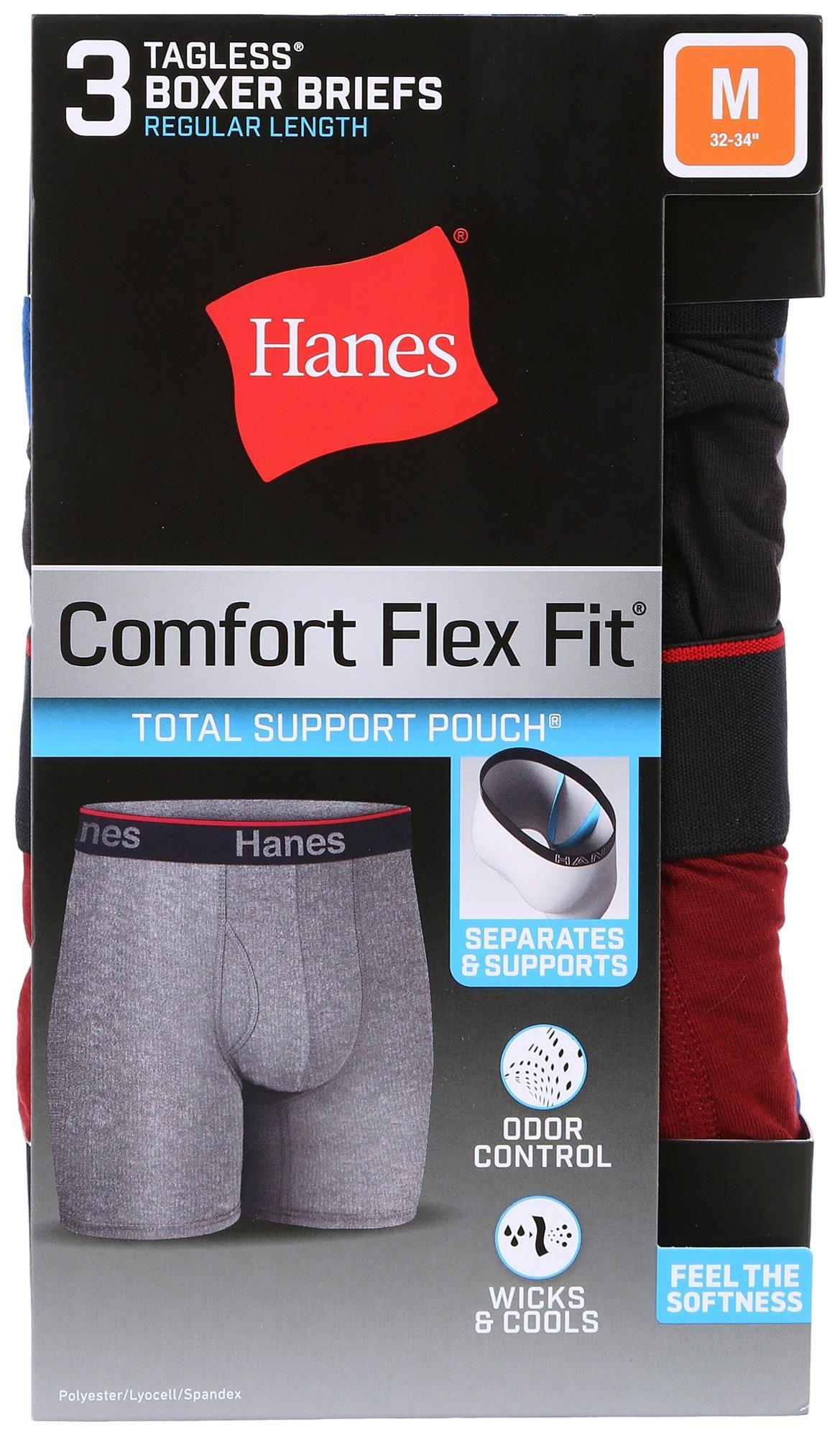 Hanes Mens 3-Pk. Solid Comfort Flex Fit Boxer