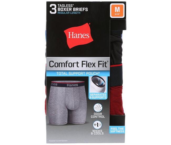 Hanes Mens 3-Pk. Solid Comfort Flex Fit Boxer Briefs
