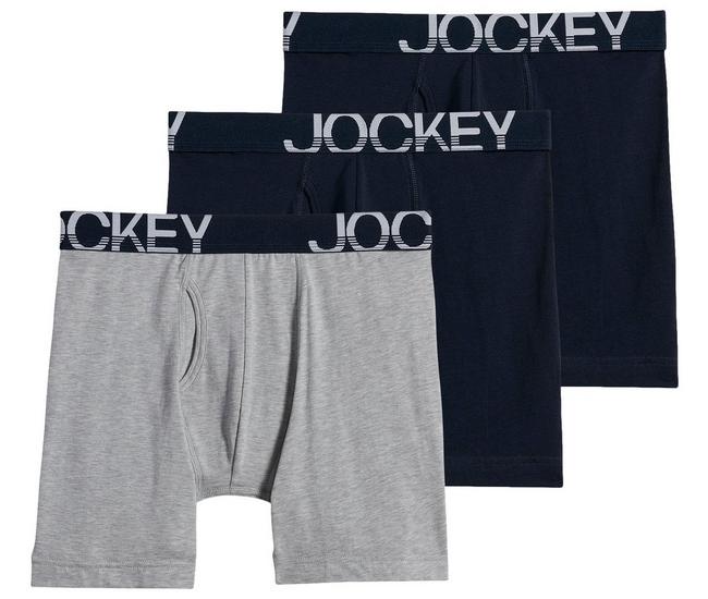 Jockey Classics Knit Boxers Mens Underwear 100% Cotton Sz SMALL Blue  Seamless