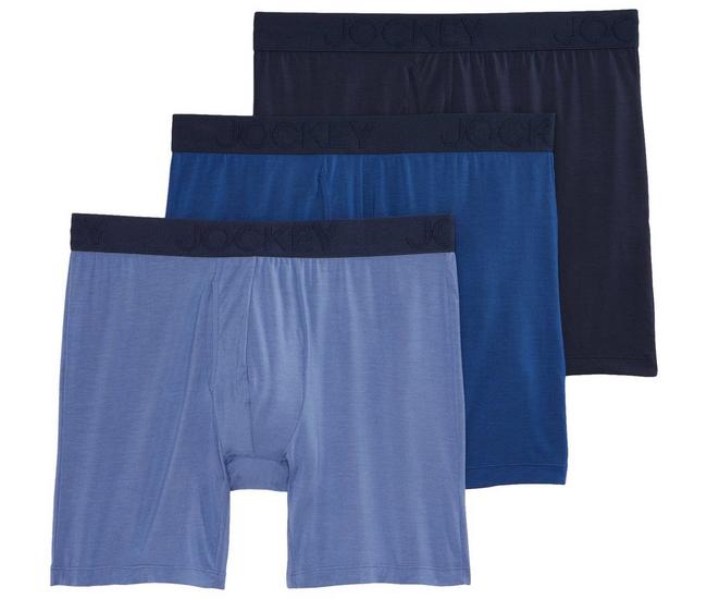 Columbia Men's Printed Polyester Stretch Solid Boxer Brief 3 Pair