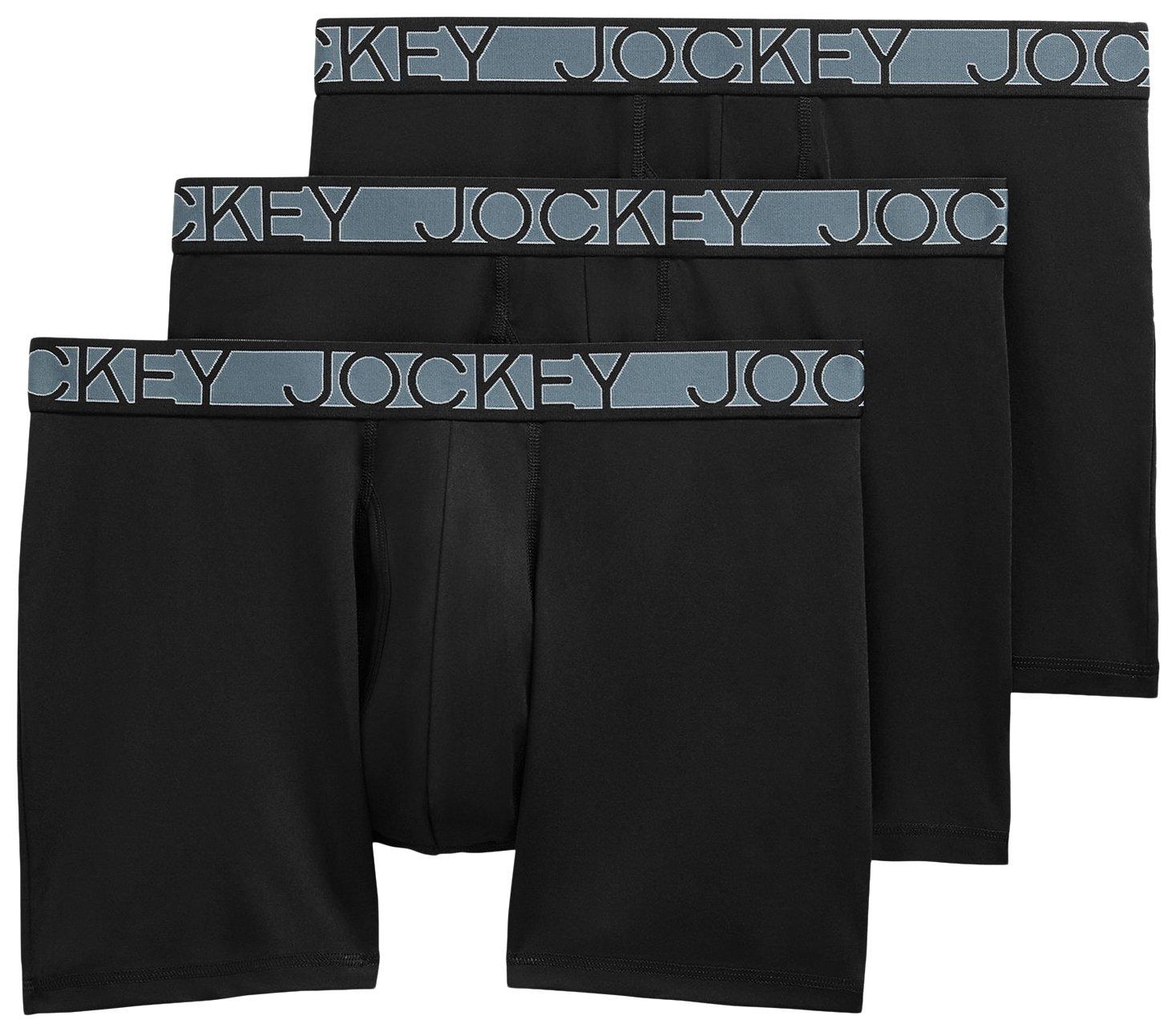Jockey Mens 3-pk. Active Stretch Solid Boxer Briefs