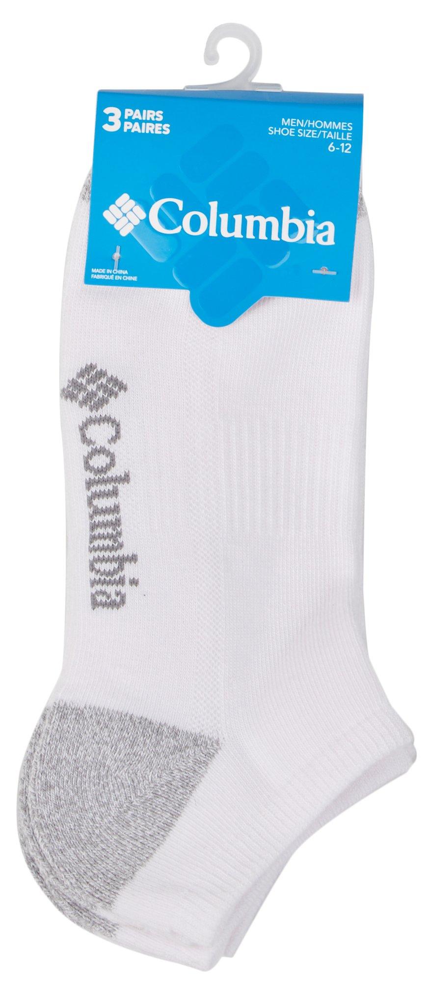Columbia Mens 3-pk. Half Cushion Low Cut White/Gray Socks