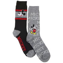 Disney Mens 2-pk. Casual Print Mickey Crew Socks
