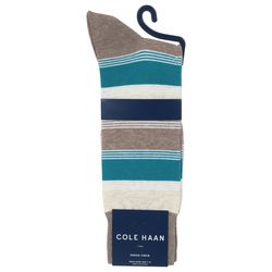 Cole Haan Mens Stripe Print Dress Crew Socks