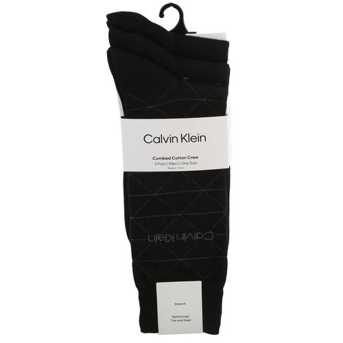 Calvin Klein Mens 3-Pr. Print Crew Socks