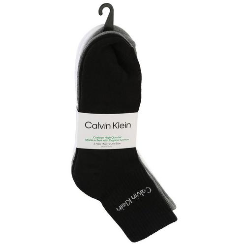 Calvin Klein Mens 3-Pr. Solid Cushion High Quarter