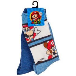 Super Mario Brothers Mens 2-Pair Racoon Print Crew Socks