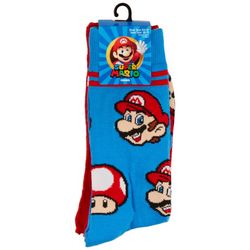 Super Mario Brothers Mens 2-Pair Mushroom Print Crew Socks