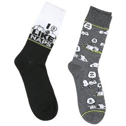 Snoopy Mens 2-Pr. Print Casual Crew Socks Set