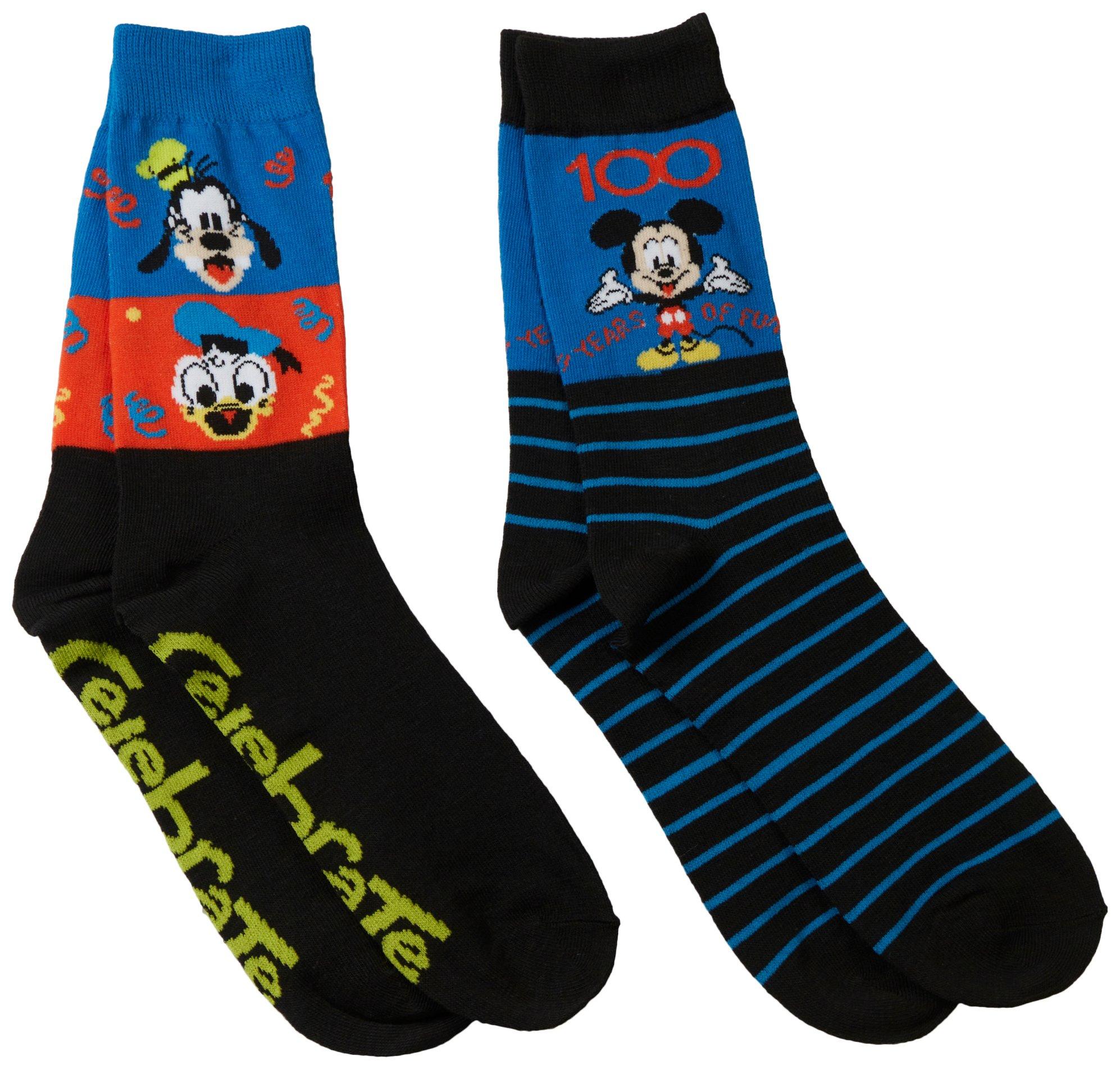Disney Mens 2-Pr. Disney Character Crew Socks