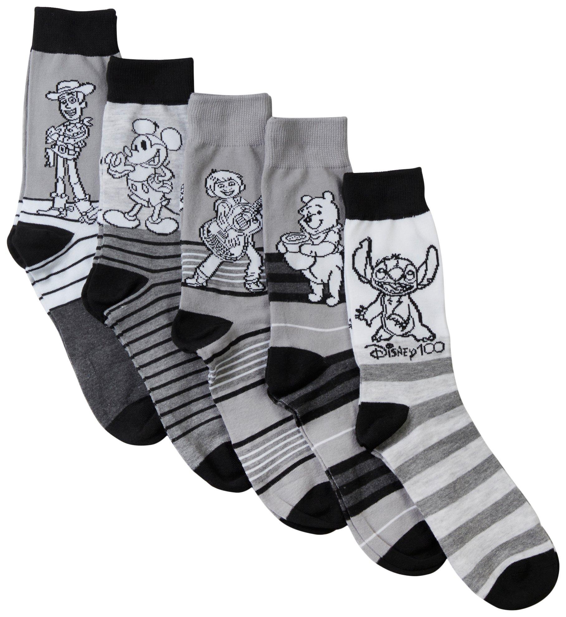 Disney Mens 5-Pr. Disney Character Crew Socks