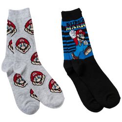Super Mario Brothers Mens 2-Pr. Mario Crew Socks