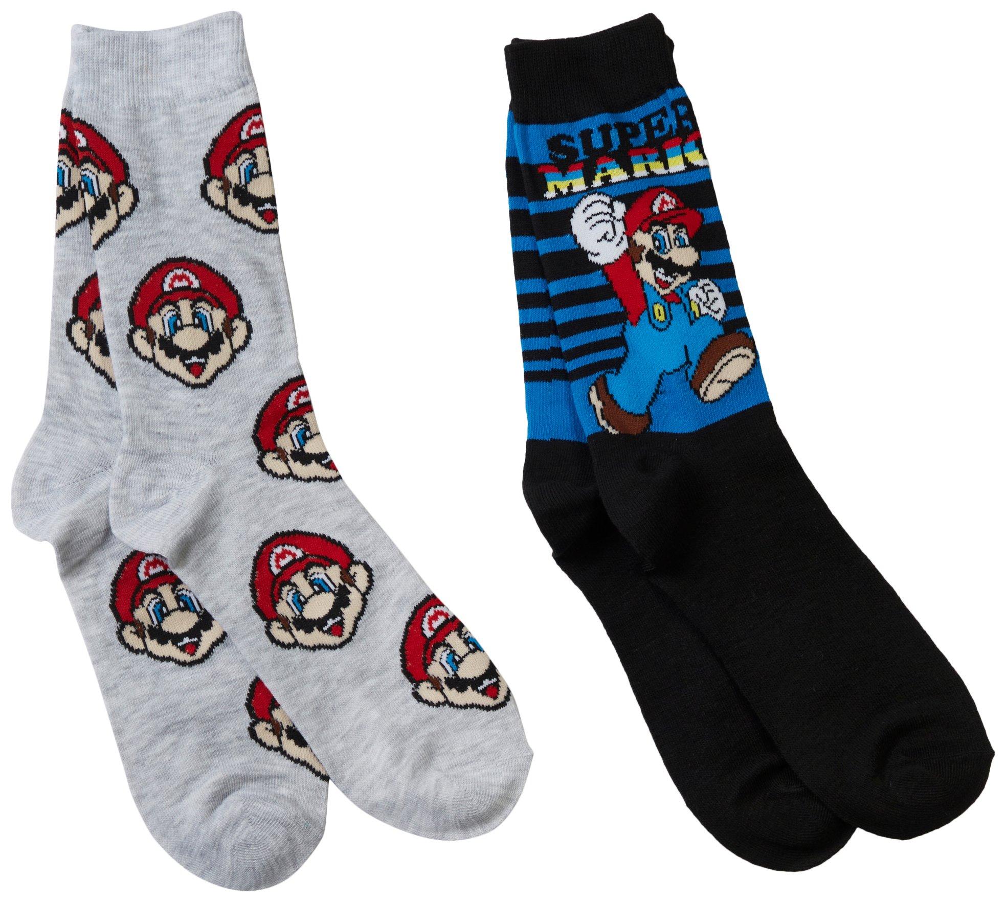 Mens 2-Pr. Mario Crew Socks