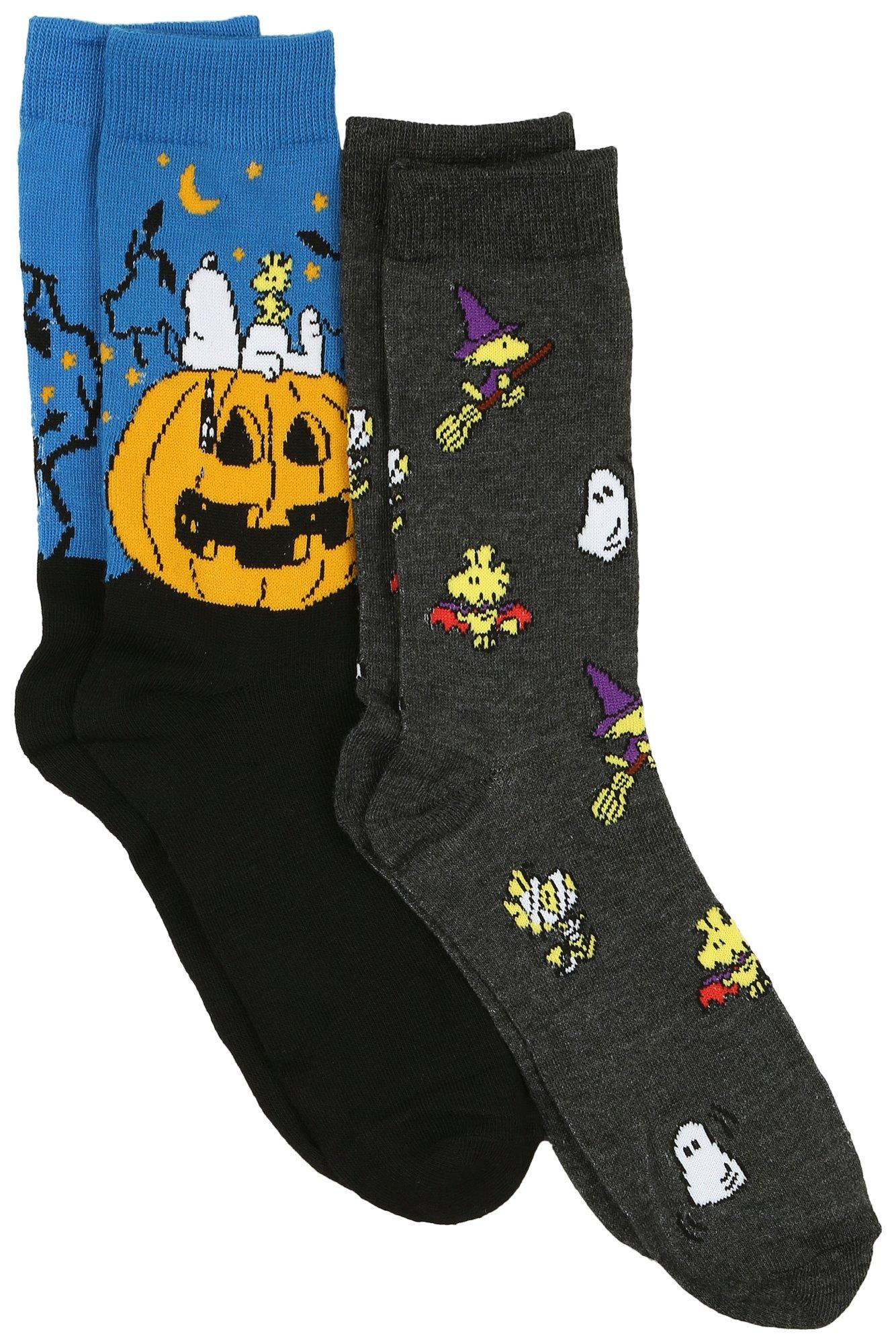 Mens 2pk. Halloween Peanuts Crew Socks