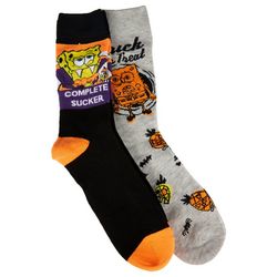 SpongeBob Squarepants Mens 2-pk. Halloween Casual Crew Socks