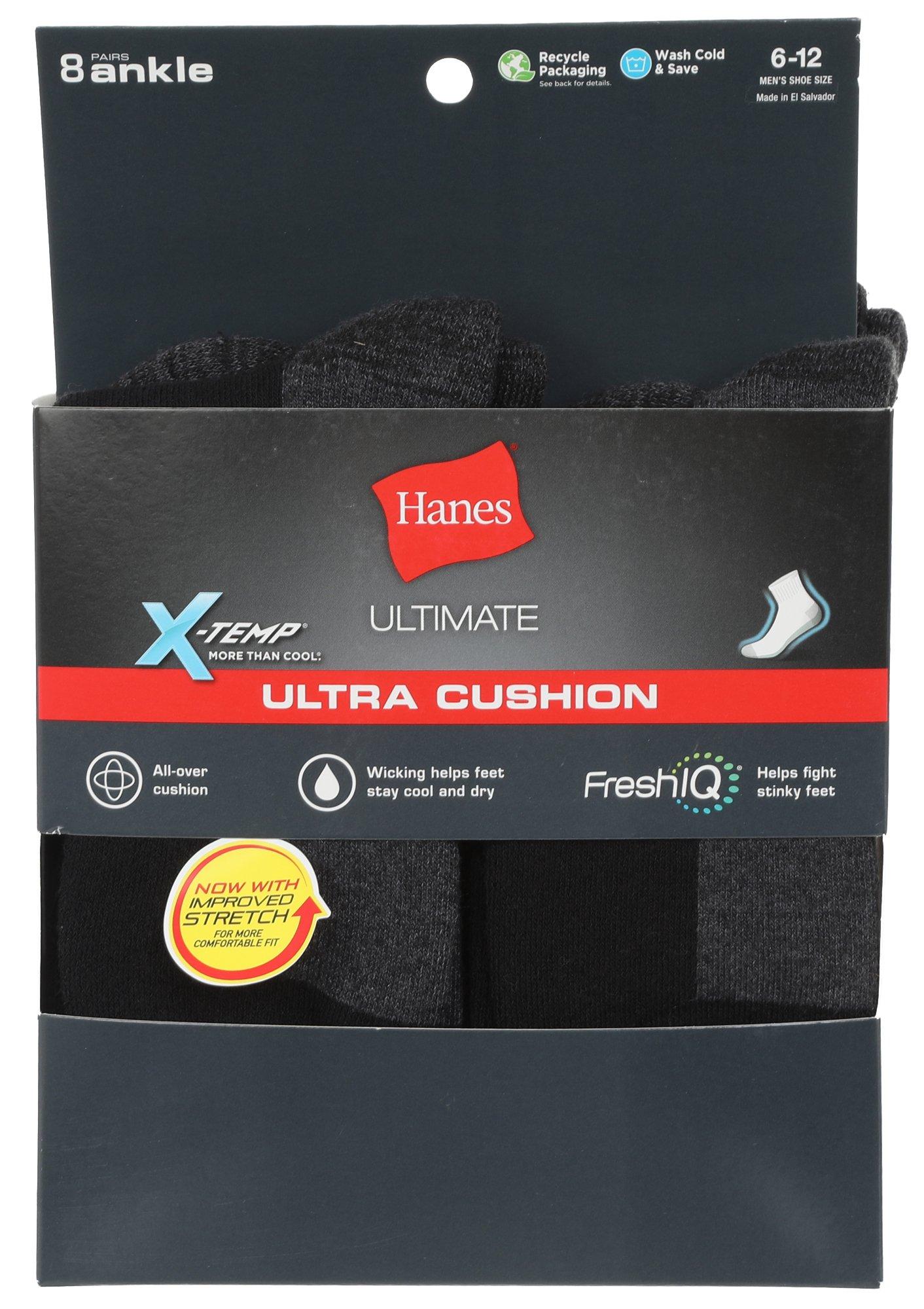 HANES Men's Ultimate X-Temp Ultra Cushion Crew Socks, 6 Pack