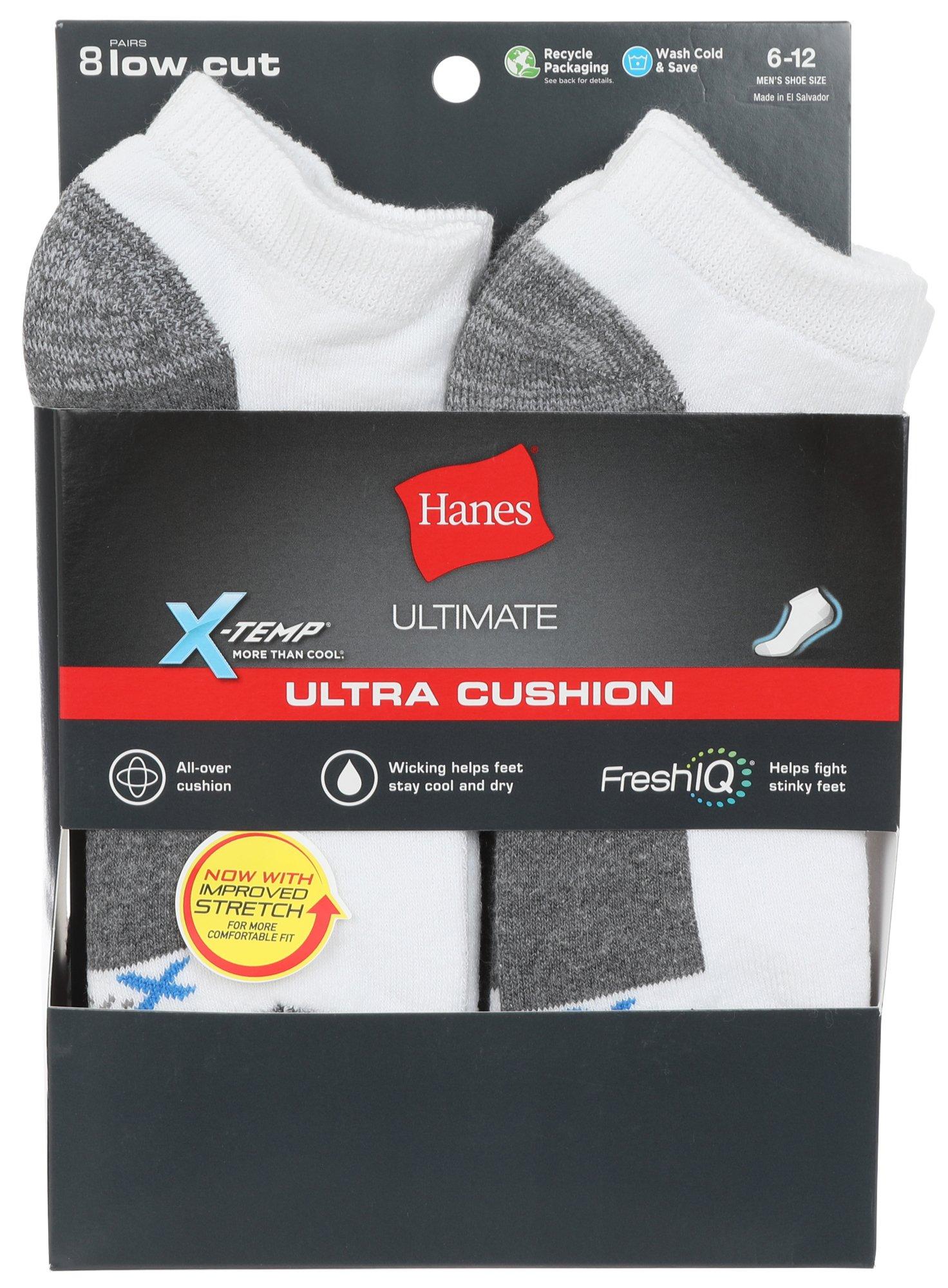 Mens 8-Pr. Ultra Cushion Colorblock Low Cut Socks