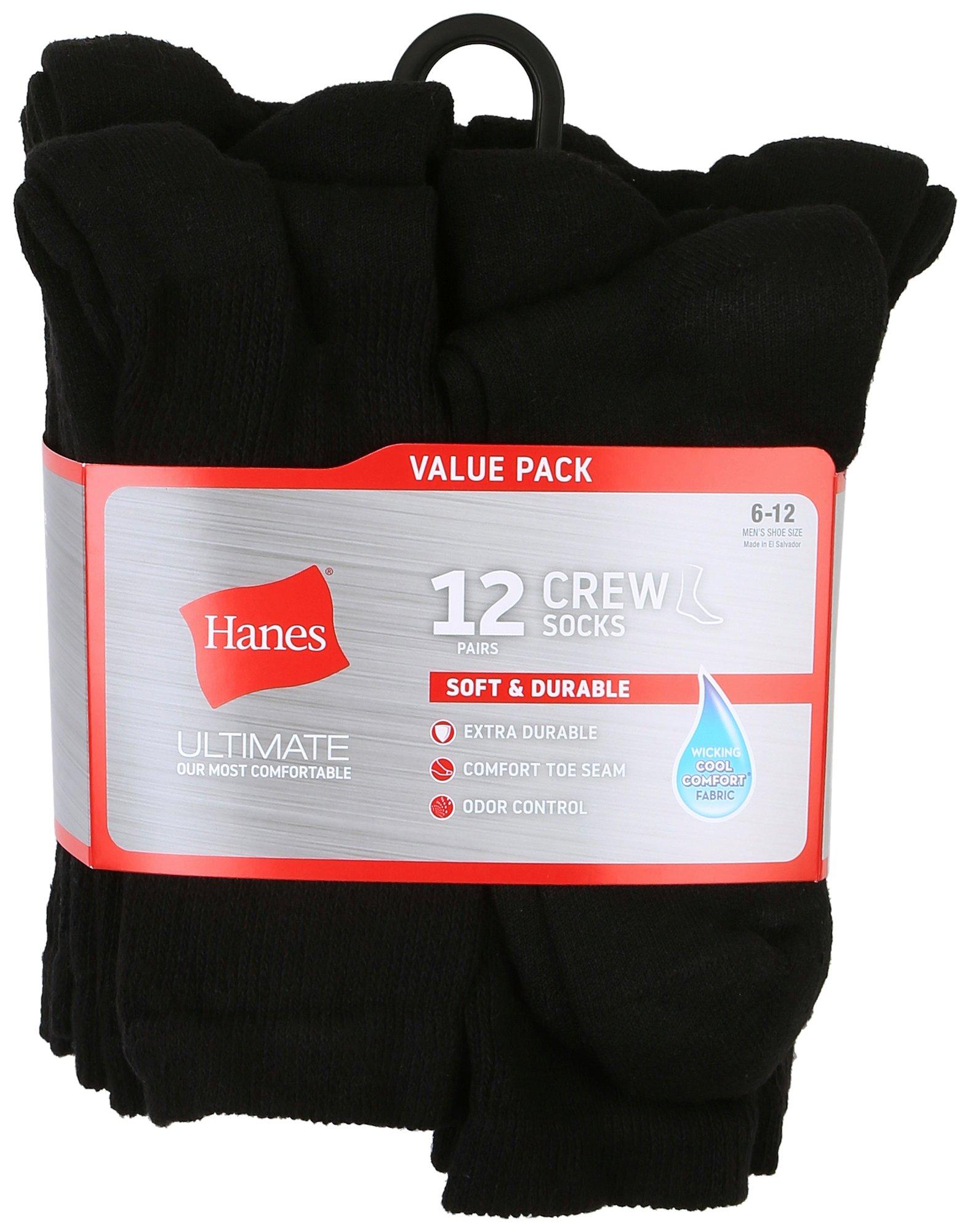 Hanes Mens 12-Pr. Value Pack Ultimate Crew Socks