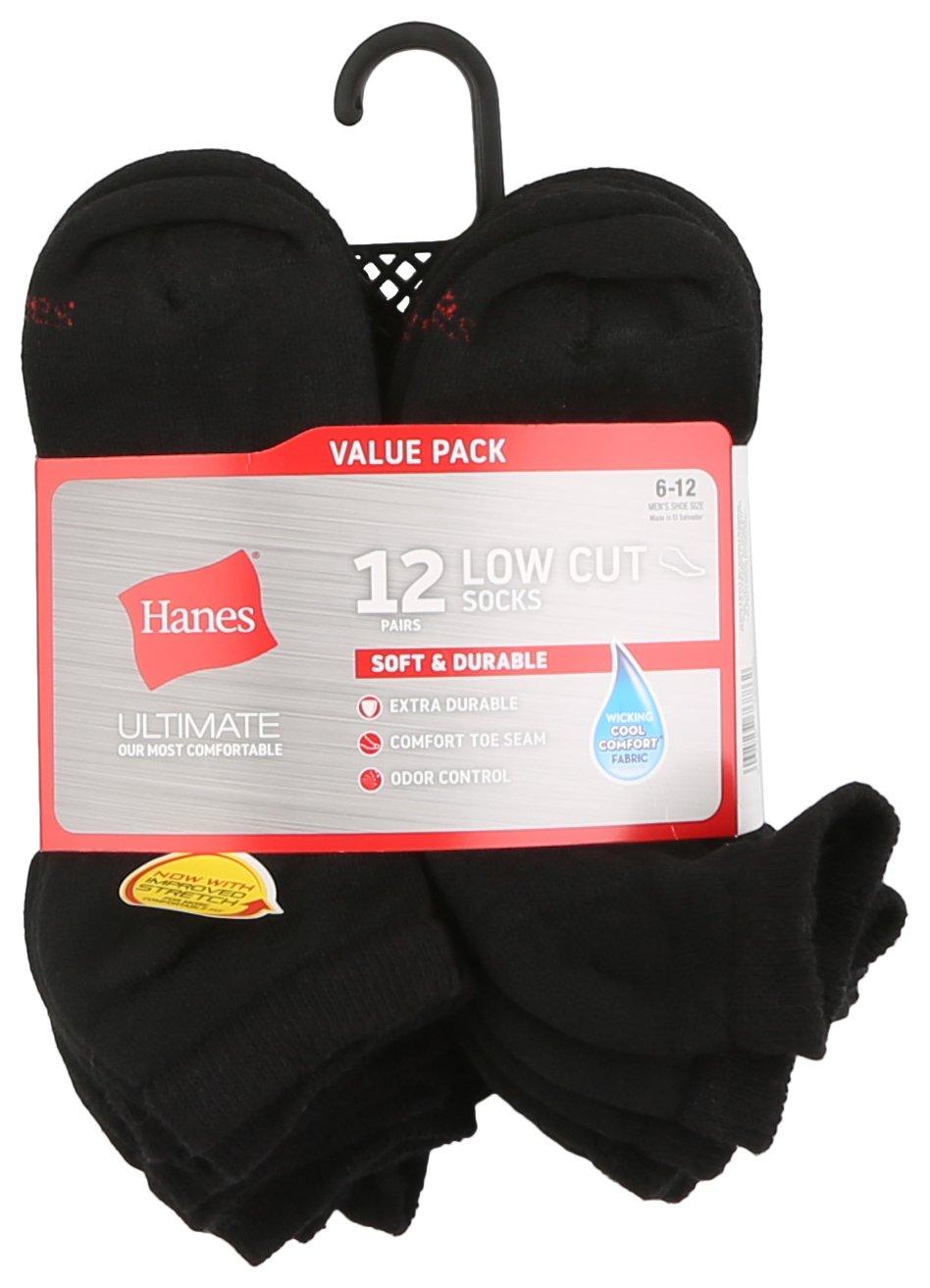 Hanes Mens 12-Pr. Value Pack Ultimate Low Cut Socks
