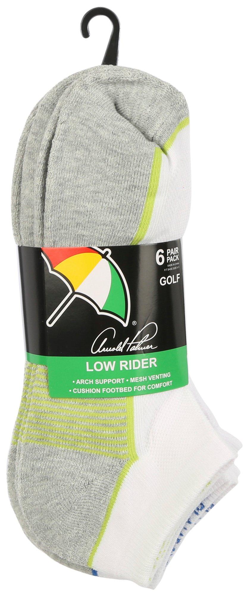 Arnold Palmer Mens 6-Pr. Colorblock Low Rider Golf Socks