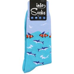 Into Socks Mens Shark Print Crew Socks