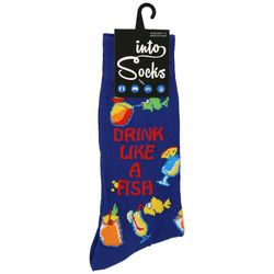 Into Socks Mens Drink Like A Fish Print Crew Socks