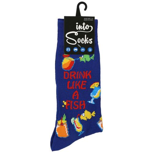 Into Socks Mens Drink Like A Fish Print