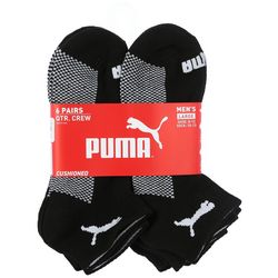 Puma Mens 6-Pc. Check Print Quarter Crew Socks