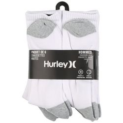 Hurley Mens 6-Pr. Colorblock Poly Blend Crew Socks