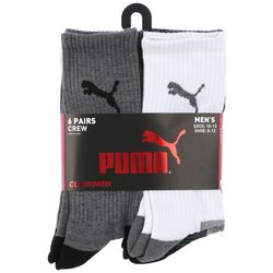 Puma Mens 6-Pc. Colorblock & Print Crew Socks