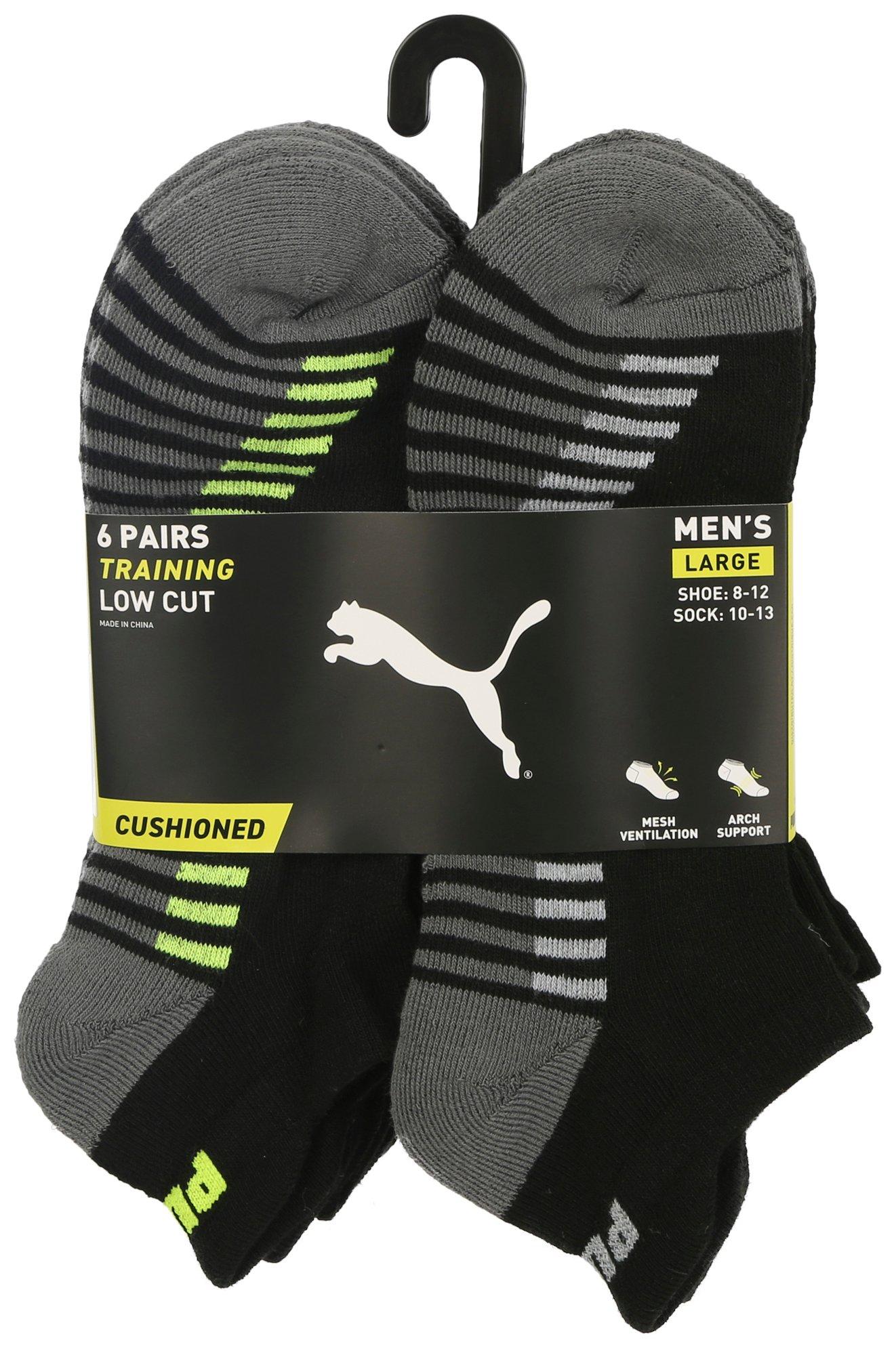 Mens 6-Pr. Stripe Training Low Cut Socks