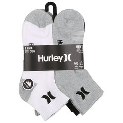 Hurley Mens 6-Pr. Colorblock Poly Blend Quarter Crew Socks