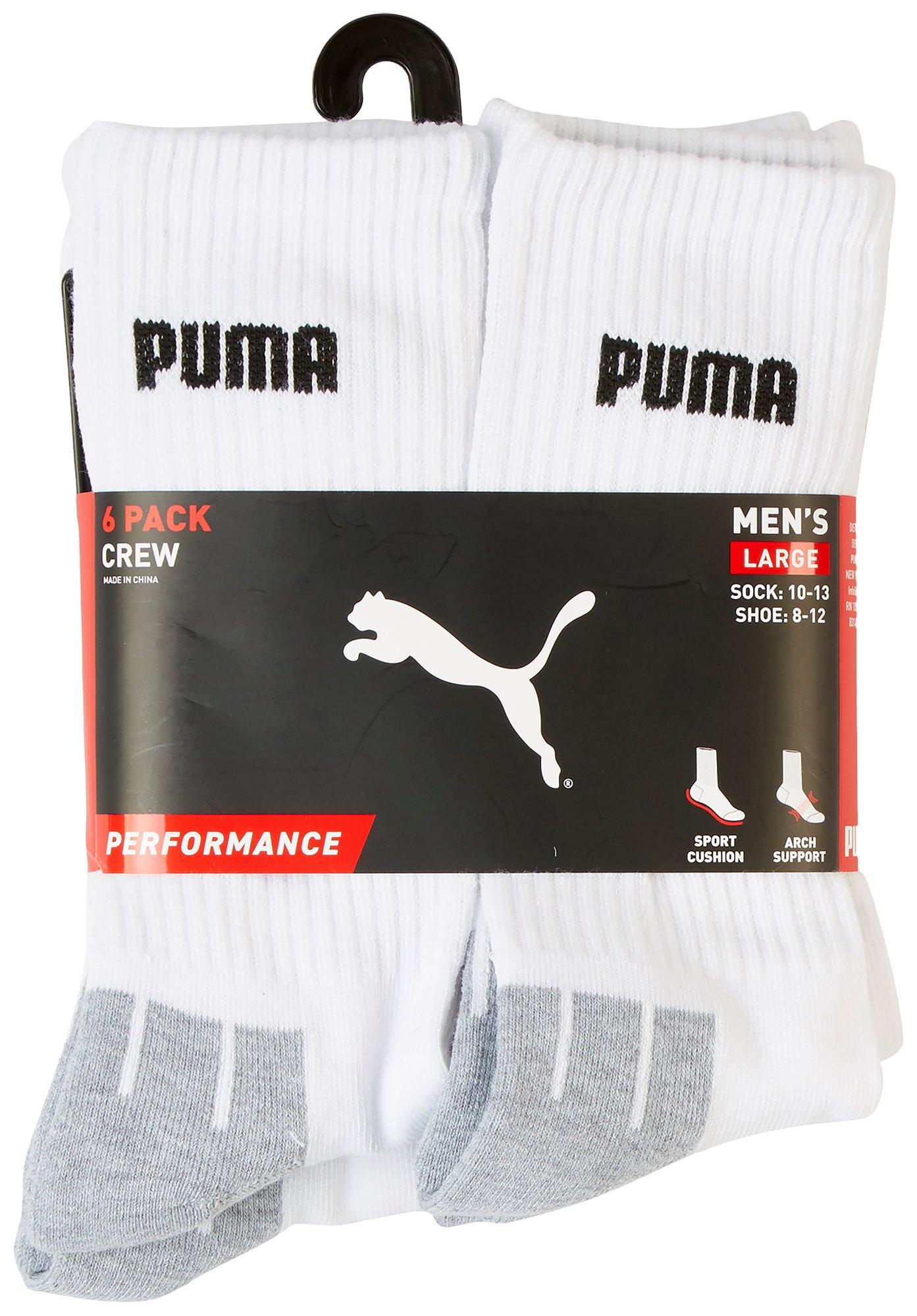 Puma Mens 6-Pk Performance Terry Crew Socks