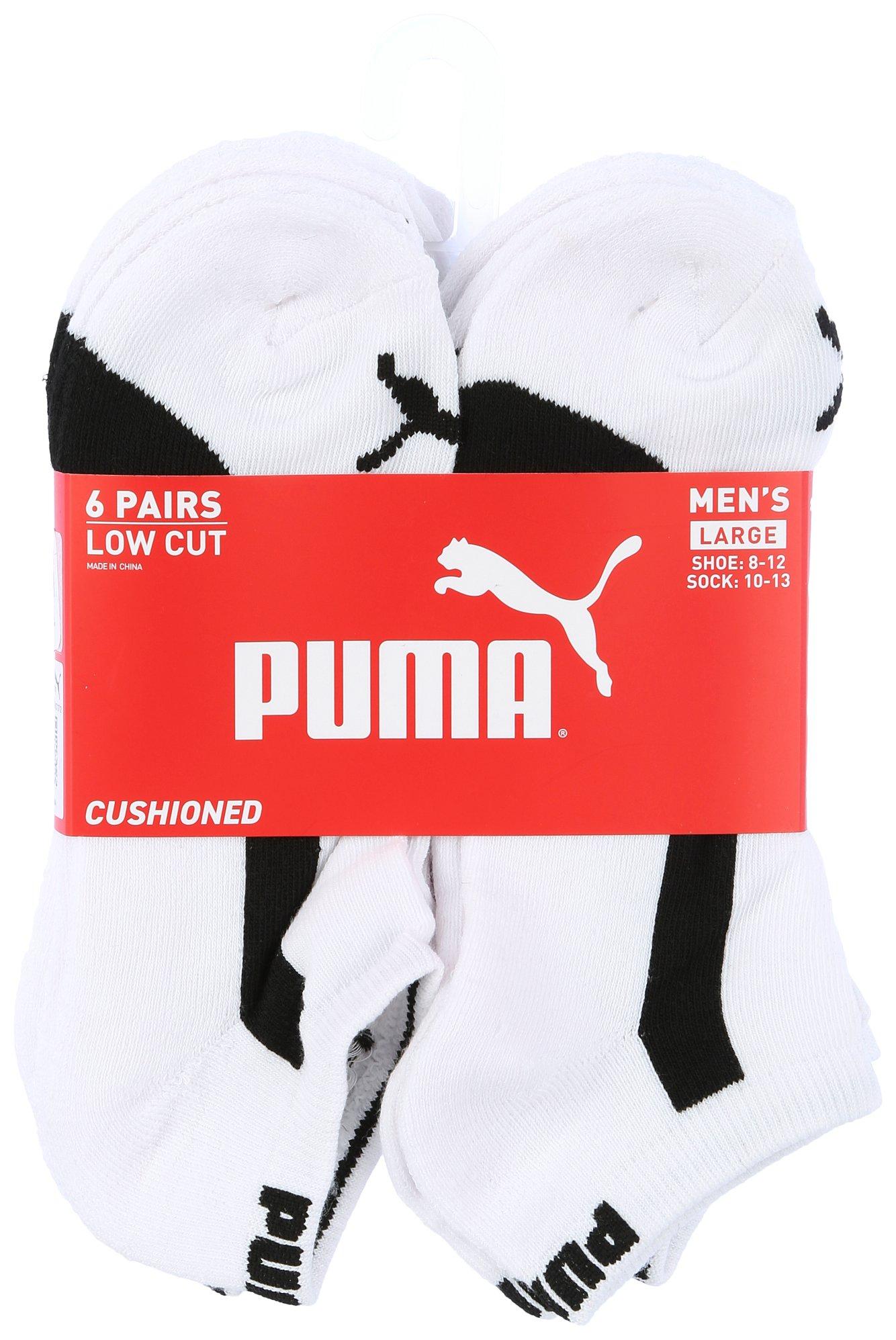 Puma Mens 6-Pc. Colorblock Low Cut Crew Socks