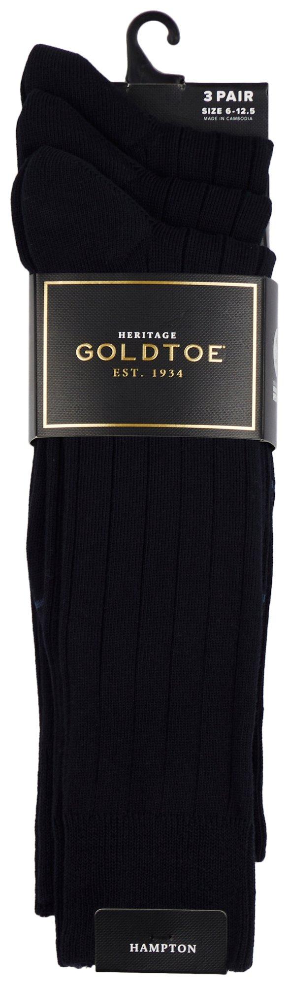 Gold Toe Mens 3-Pr. Hampton Solid Crew Socks