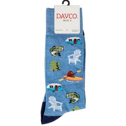DAVCO Mens Casual Camping & Fishing Print Crew Socks