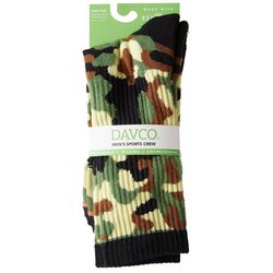 DAVCO Mens Young Camo Ribbed Repreve Fiber Made Crew Socks