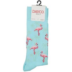 Davco Mens Flamingo & Palm Tree Theme Mid-Calf Socks