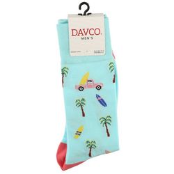 Davco Mens Surf Trip Theme Mid-Calf Socks